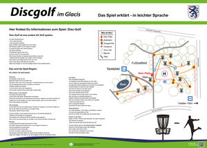 Bild vergrößern: Informationstafel Discgolf Parcours im Glacis in Leichter Sprache